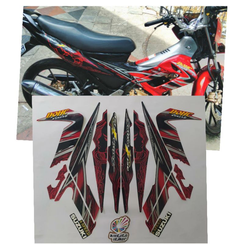 Striping Stiker Satria F Fu 2011 Merah Hitam