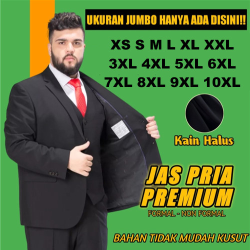 Jas Hitam Pria Ukuran Jumbo 10XL Blazer Celana Formal