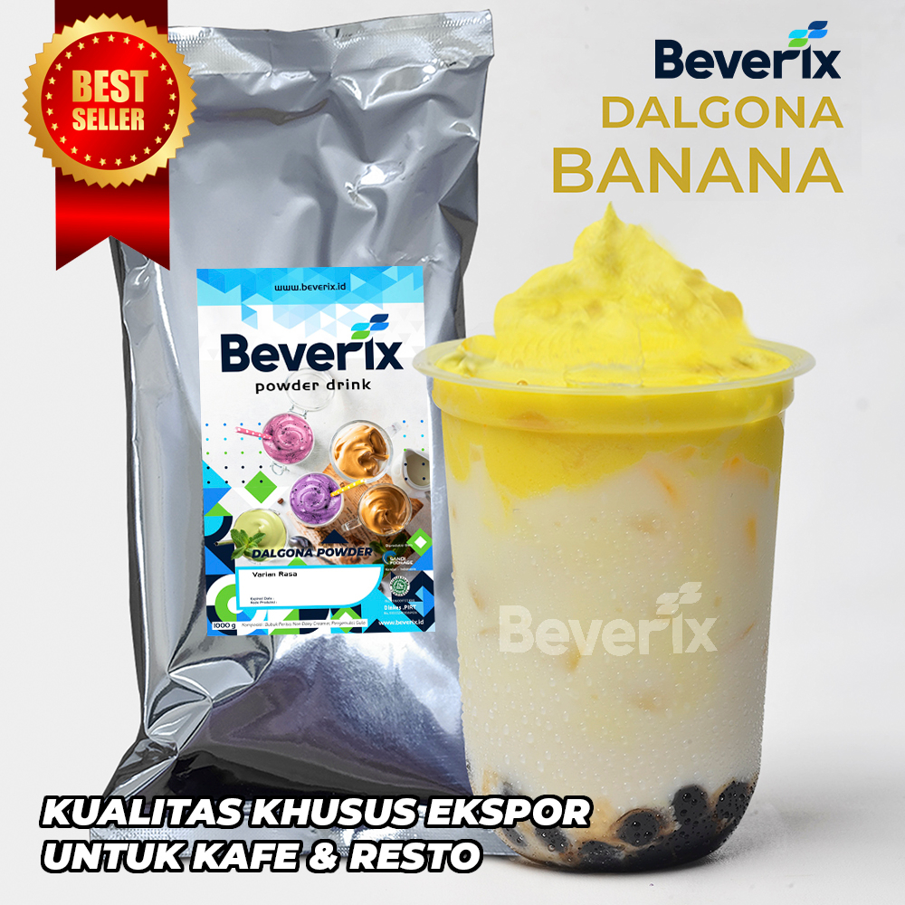 

Bubuk Dalgona Rasa Banana Pisang Beverix Powder Drink Kemasan 500 Gram