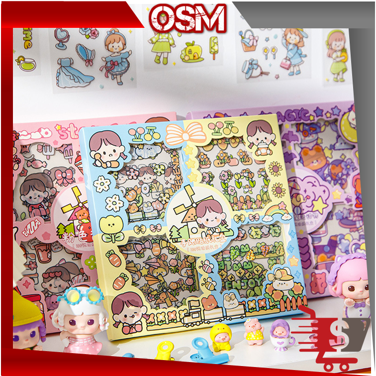 

OSM - 5576 Stiker Set 100 lembar / Sticker Box Stiker Set Aesthetic Dekor Buku / Sticker Motif Kartun Korea Lucu Anti Air