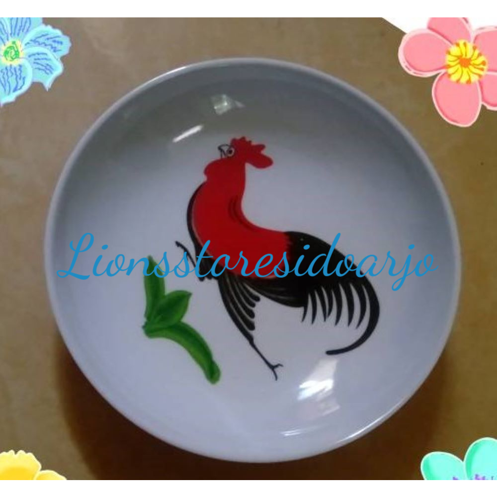 Lepek tempat kecap Vanda motif ayam jago bahan melamin