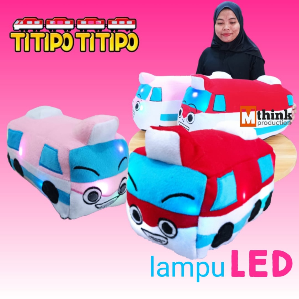 BONEKA MAINAN BANTAL GULING KARAKTER KERETA TITIPO JUMBO DAN MOBIL TAYO TERBARU DENGAN LAMPU LED
