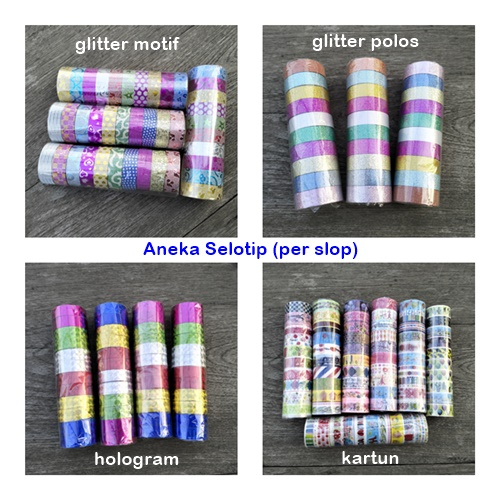 

SLT-01 : Aneka Selotip Mix Warna (per SLOP)