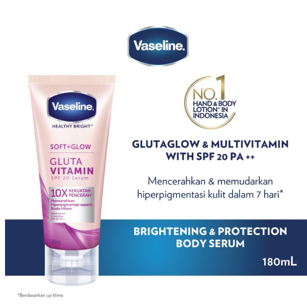 Vaseline Healthy Bright Vitamin Body Serum Soft Glow 180mL 100% Original Termurah Hand Lotion HB