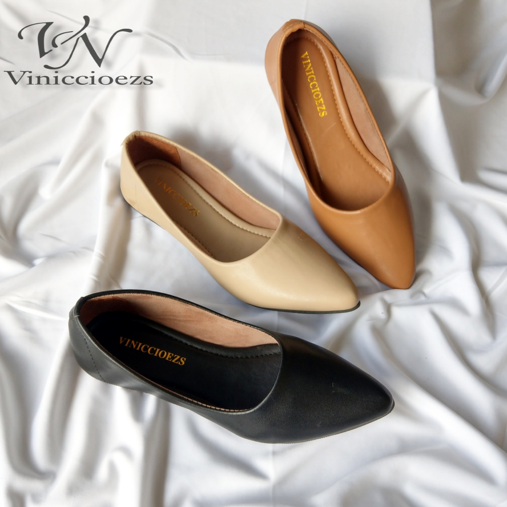 Hayfa Flat Shoes Wanita Kerja Pansus Polos Sintetis Premium