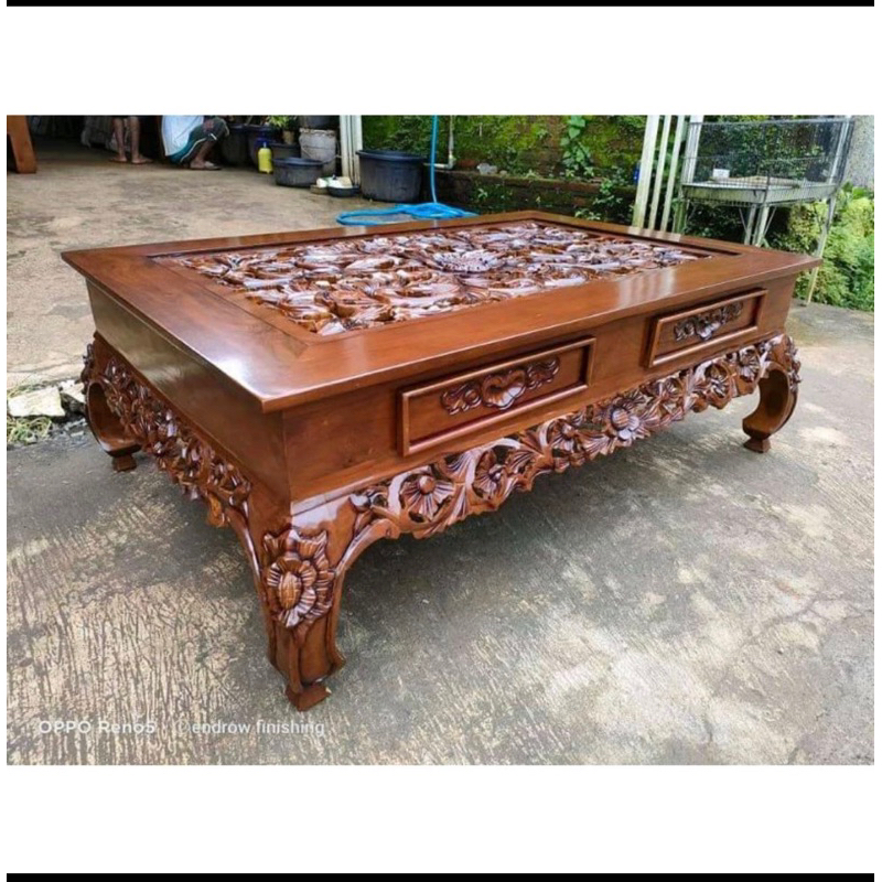 meja tamu ukir kayu jati meja lesehan kayu jati