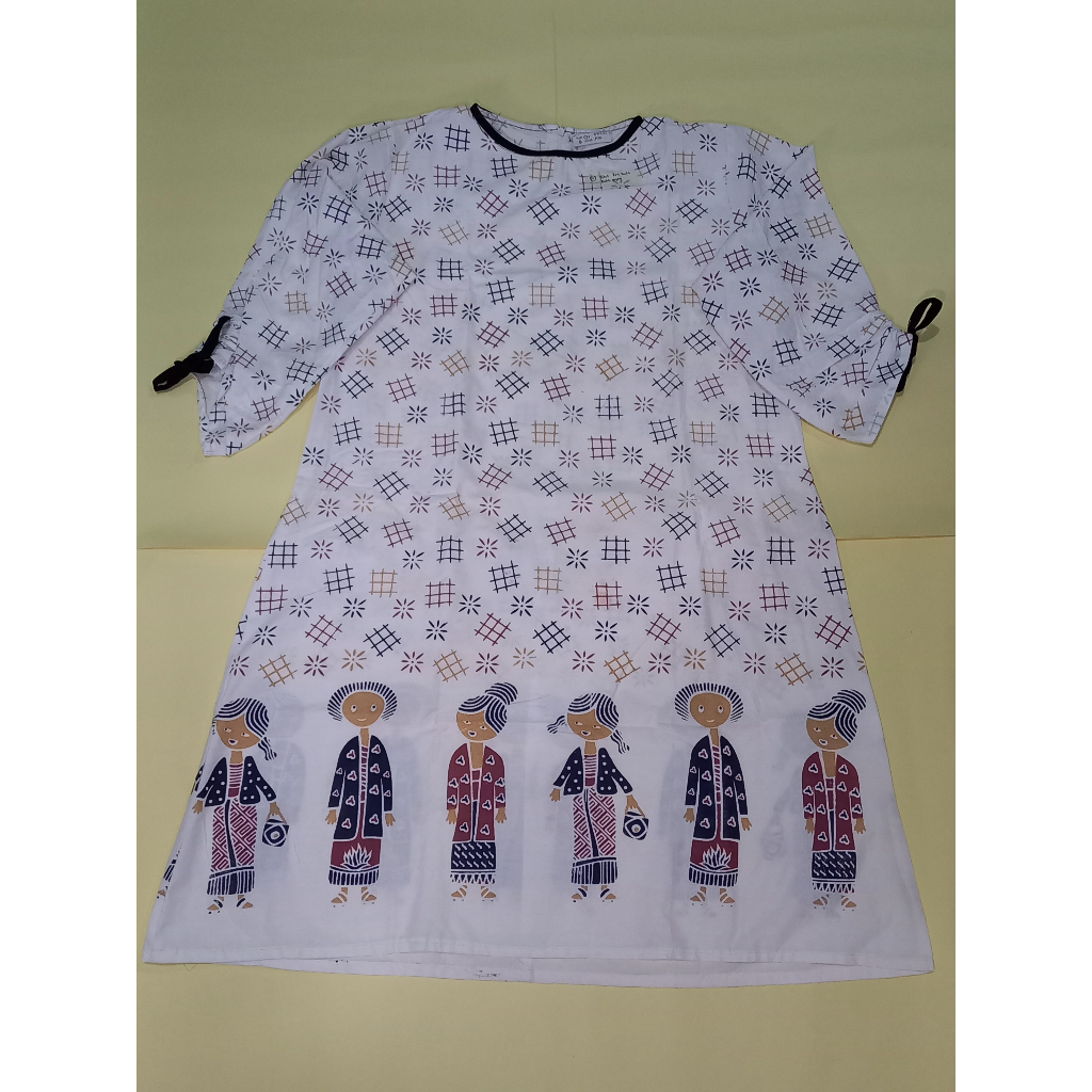 Dress Ria batik atasan tunik baju batik wanita modern blouse | putih