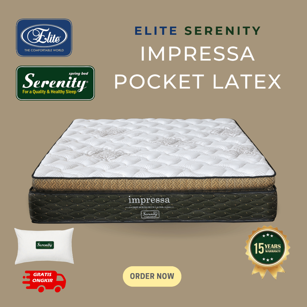 Kasur Elite Serenity Impressa Pocket Latex 90x200 (Kasur Saja) / Springbed / Matras