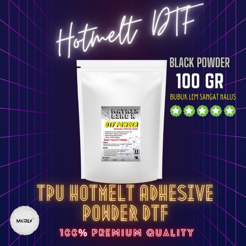 

TPU HOTMELT Super Soft Powder DTF Hitam / BLACK DTF HOTMELT POWDER 100GR