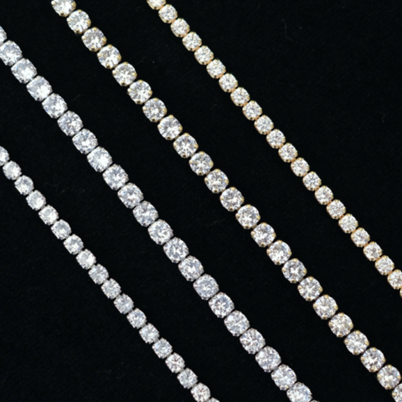 TENNIS NECKLACE (Silver & Gold) - Gold Plated Stainless Steel Zircon Necklace