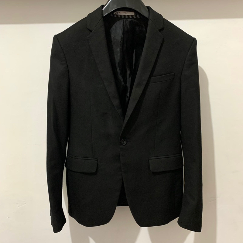 Zara Man Cool Comfort Black Padded Blazer Suit | Jas Blazer Formal Hitam Pria