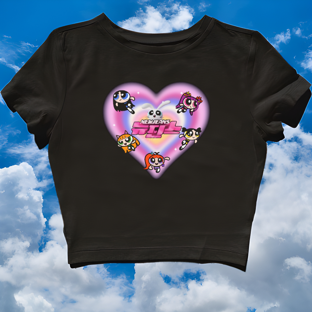 CROP TOP NEW JEANS X POWERPUFF | NEWJEANS NWJNS KPOP KOREA | GRUNGE | CROPTOP | CROP TEE SLIM FIT ST