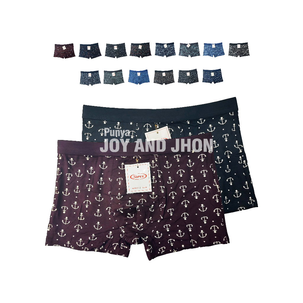 Joy&Jhon Sorex Celana Dalam Boxer Pria Bahan Katun Motif Isi 2