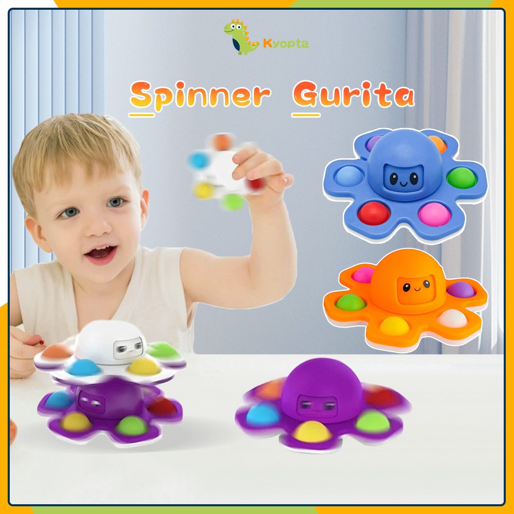 Kyopta Mainan anak spinner Fidget pop it push viral fingertip spinner gurita