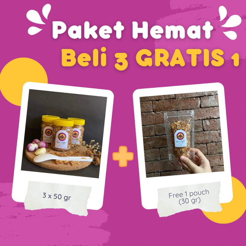 

BAGOR PAKET HEMAT - Bawang Goreng Merah Enak, Renyah, dan Gurih Buy 3 Get 1