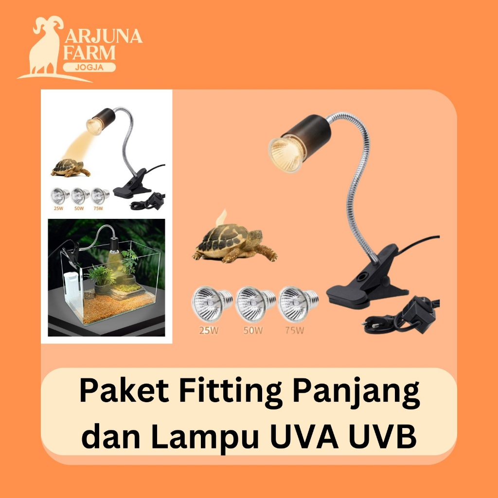 Paket Fitting Panjang dan Lampu UVA UVB Lampu Penghangat Reptil Iguana Kura Kura