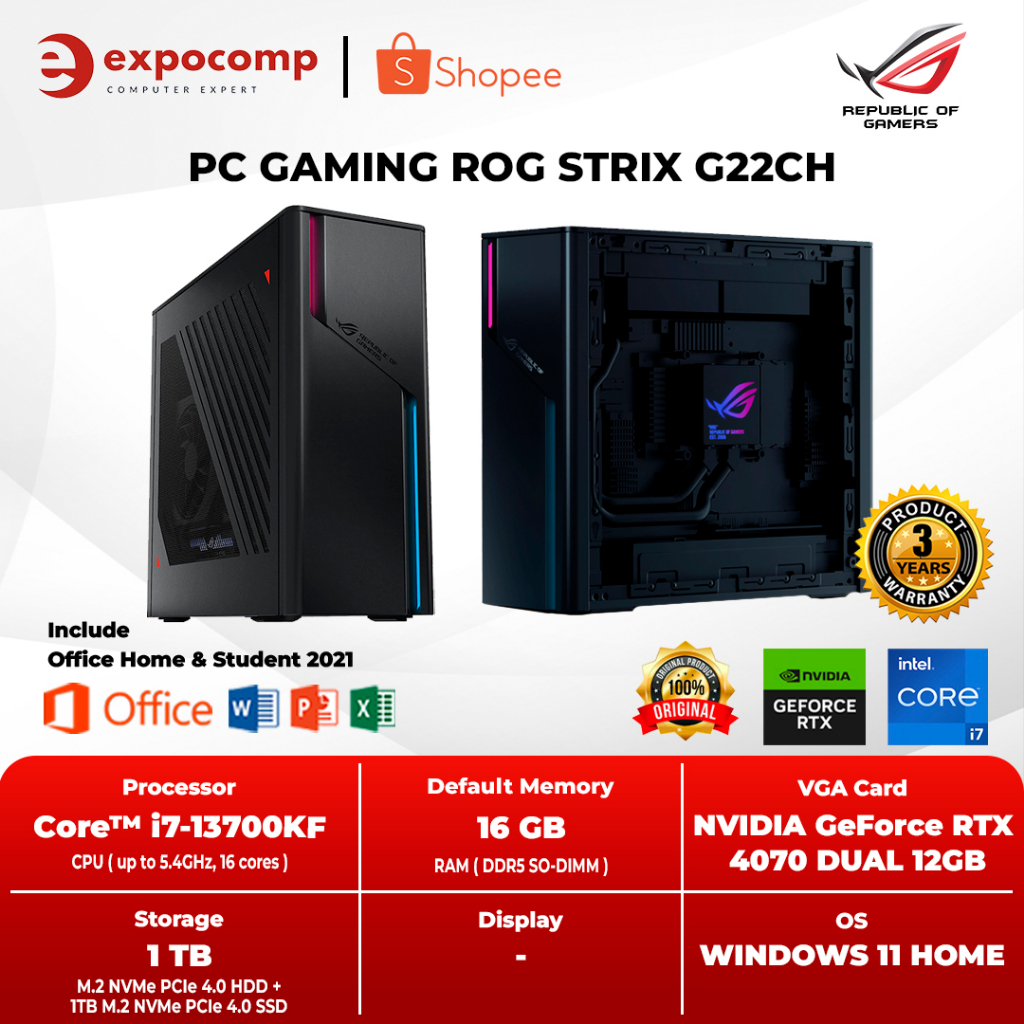 ASUS PC GAMING ROG STRIX G22CH-7K3114700WSO CORE i7-13700F RTX4070 16G
