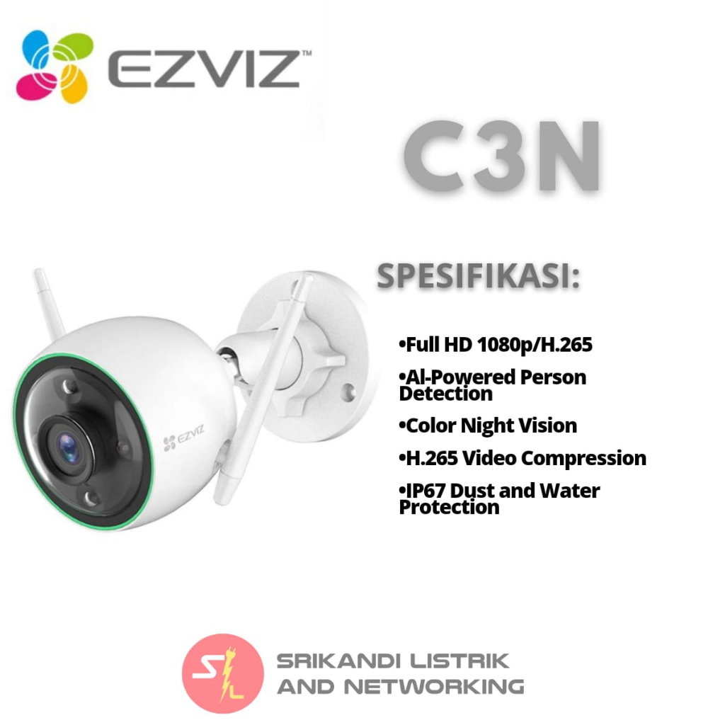 Kamera CCTV Garansi Outdoor Portable EZVIZ C3N Support Ai/ Camera CCTV/ Kamera CCTV untuk diluar rua