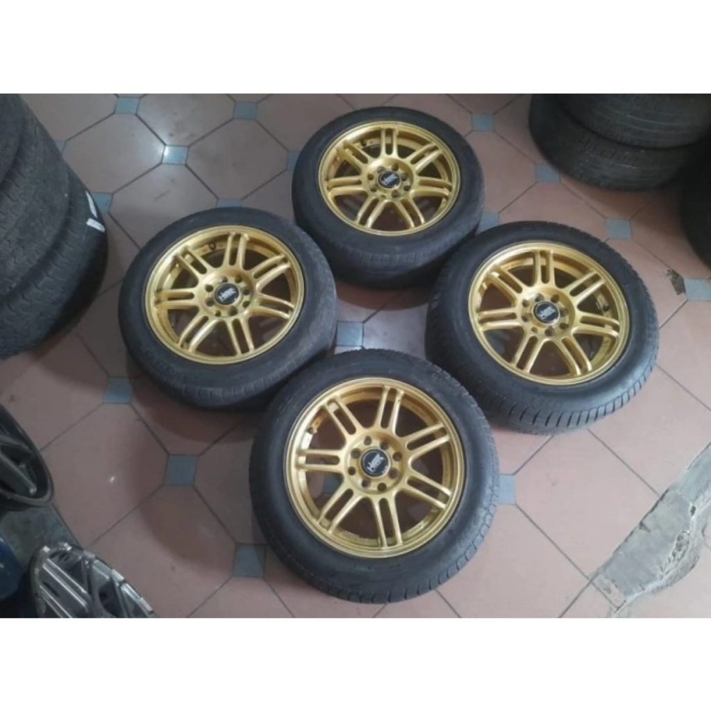 VELG BEKAS BOON HSR R15X7 BAUT 4 PCD 4X100/4X114 + BAN 195 55 R15
