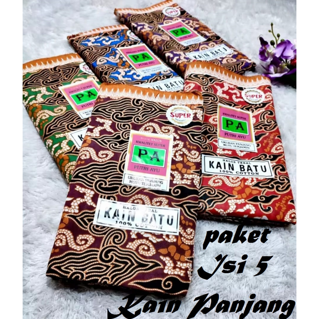 PAKET HEMAT DAPET 5 PCS KAIN JARIK PANJANG BATIK SAMPING KEBAT
