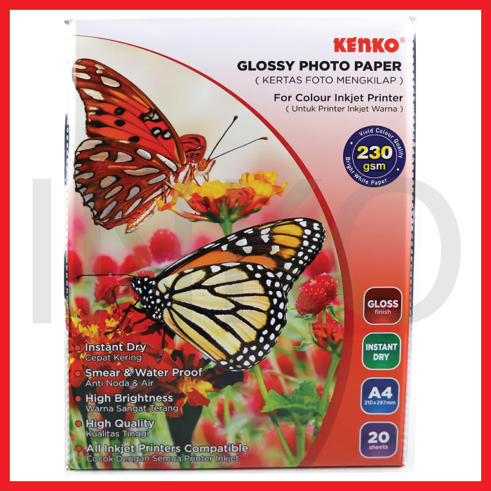 

KENKO GLOSSY PHOTO PAPER 230GSM A4 20 SHEETS