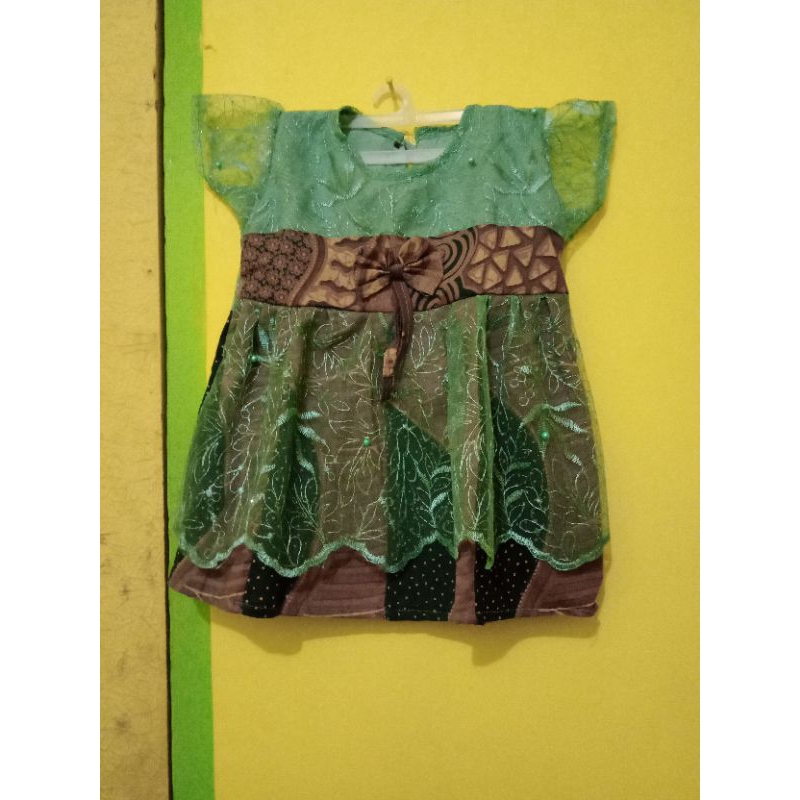 Baju Dress Batik / Gaun Pesta Brukat Anak Perempuan
