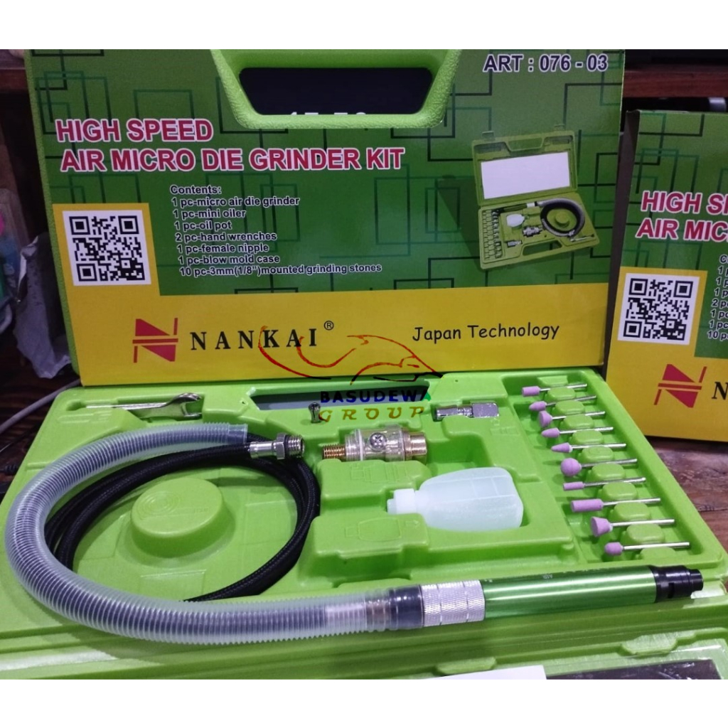 Nankai Air Micro Die Grinder Kit 65000 RPM, Collet Capacity 3mm - Alat Gerinda Angin Mini