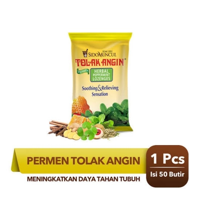 

tolak angin permen sidomuncul 50's 50 butir tab tablet / polybag pack