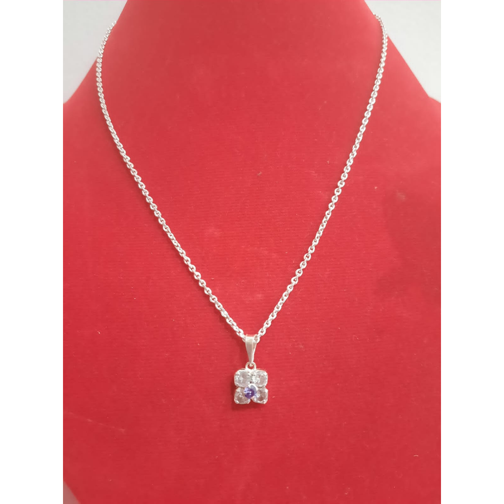 kalung perak asli rantai model choker medan perak murni set liontin