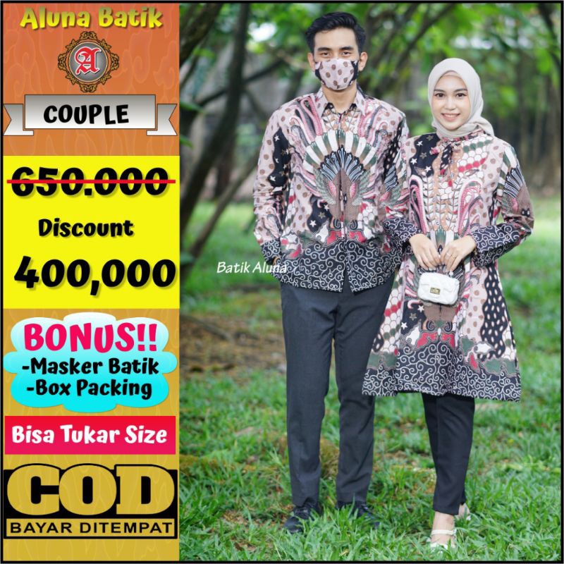Batik Couple dewasa tunik Premium pria wanita CBA 005