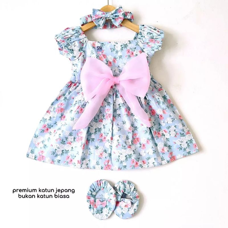 fay flo/pita kaca sepatu topi dress anak baby newborn perempuan cewek pakaian