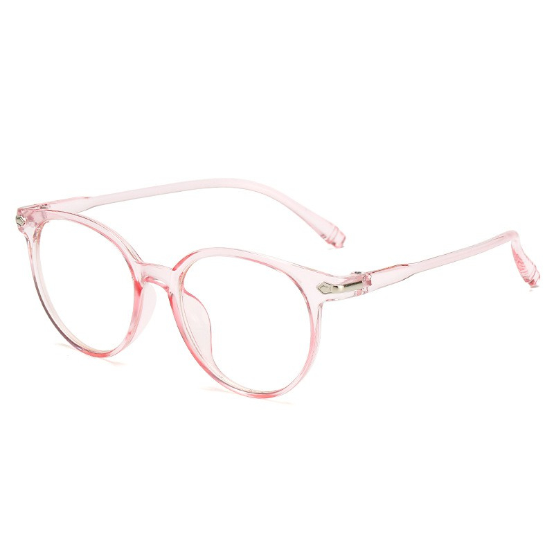 COD❤️ Cat Eye Kacamata Anti Radiasi / Frame Kacamata Lensa Flat / Gaya Leopard Retro Korea Fashion Wanita Glasses-yy-5-Pink