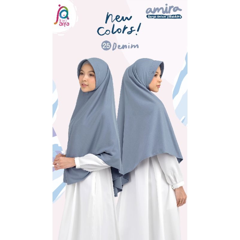 Bergo Amira Afra warna denim