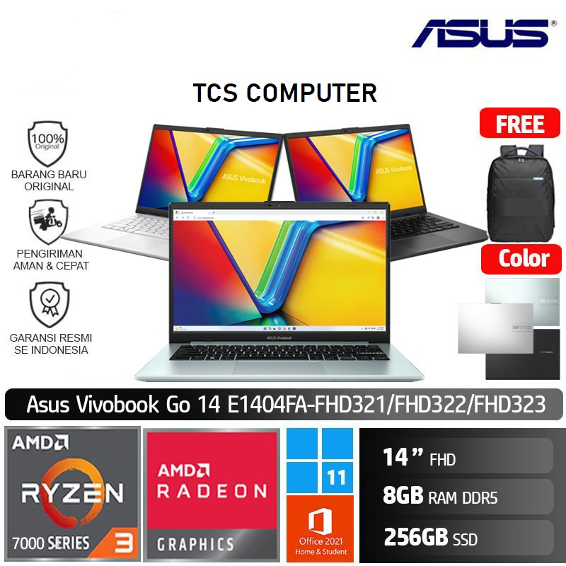 LAPTOP ASUS VIVOBOOK GO 14 E1404FA-FHD321 FHD322 FHD323 R3-7320 8GB 256GB SSD W11 14FHD