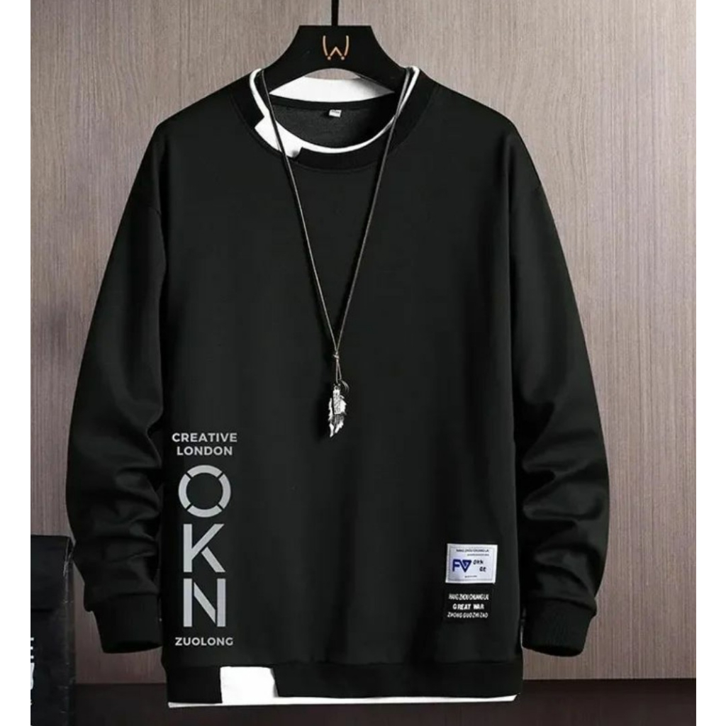 Jaket Sweater Basic Pria Wanita|Basic Sweater Cowok Terbaru|Baju Hangat Pria Terlaris|Crewnek Jaket 
