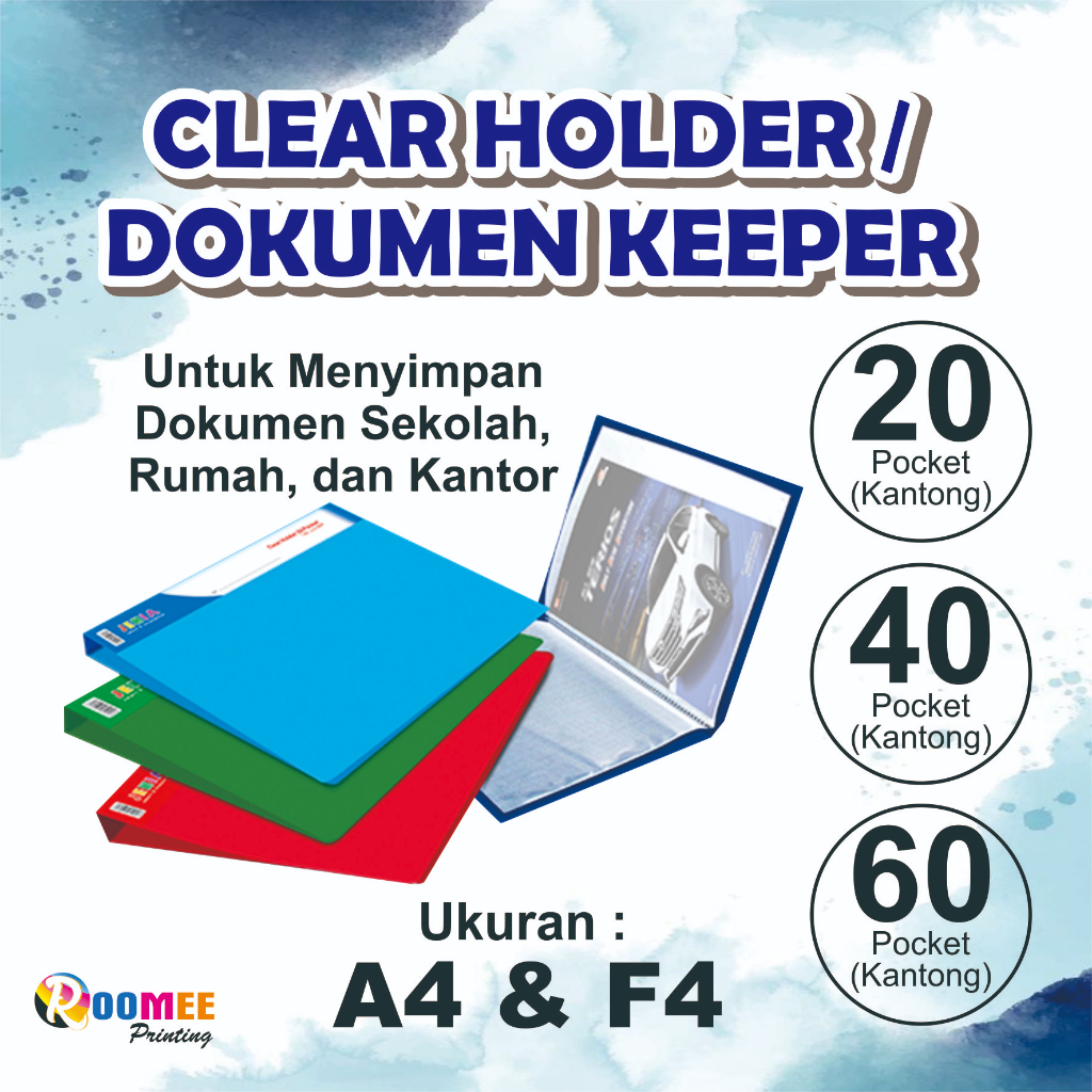 

CLEAR HOLDER F4 & A4 MURAH / FILE DOKUMEN KEEPER 20 40 60 POCKET