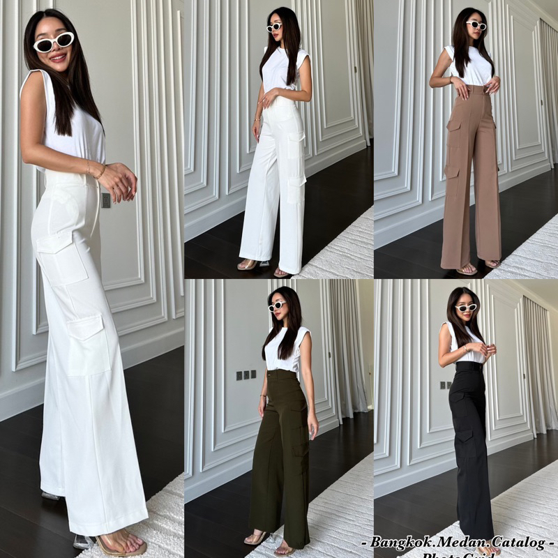 (LABEL BANGKOK MEDAN) READY HW CULLOTE REEYA CARGO PANT / CELANA KULOT CARGO WANITA