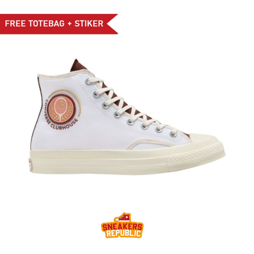 SEPATU CONVERSE CHUCK 70 HI CLUBHOUSE WHITE SNEAKERS ORIGINAL PRIA