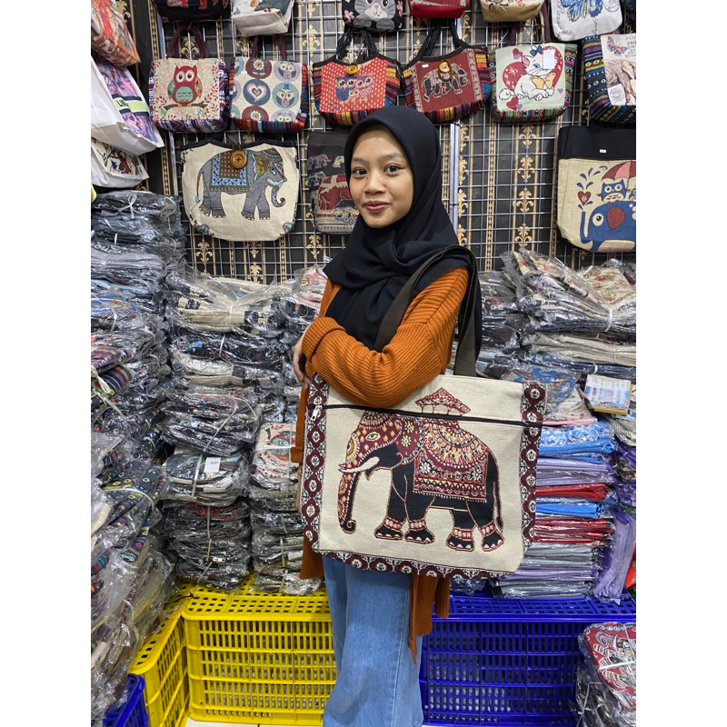 NEW TOTE BAG THAILAND KANVAS JUMBO IMPORT PREMIUM / TAS GAJAH THAILAND BANGKOK