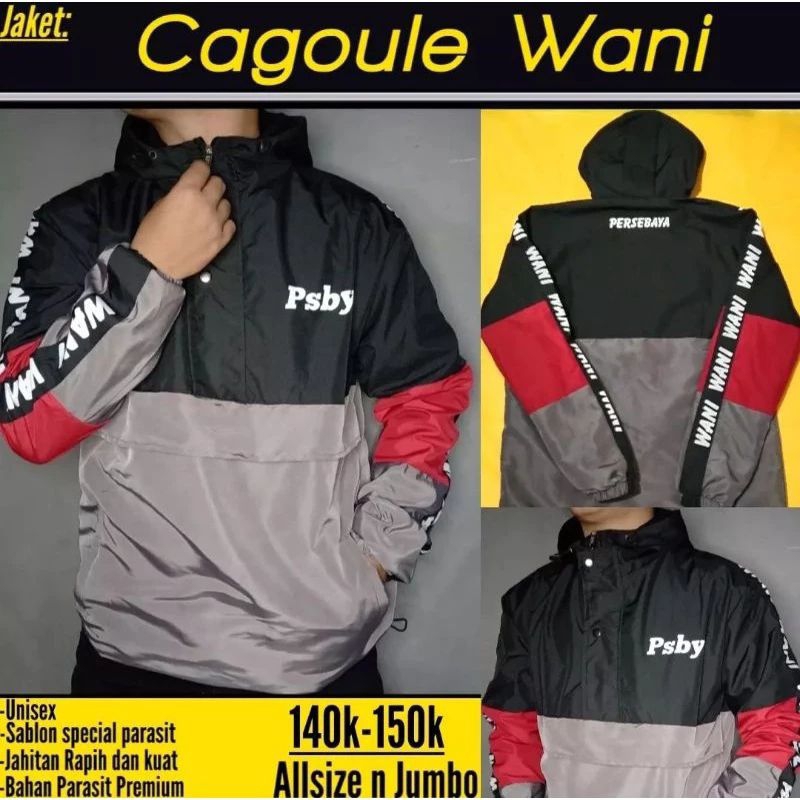 jaket cagoule bonek persebaya 1927 hitam