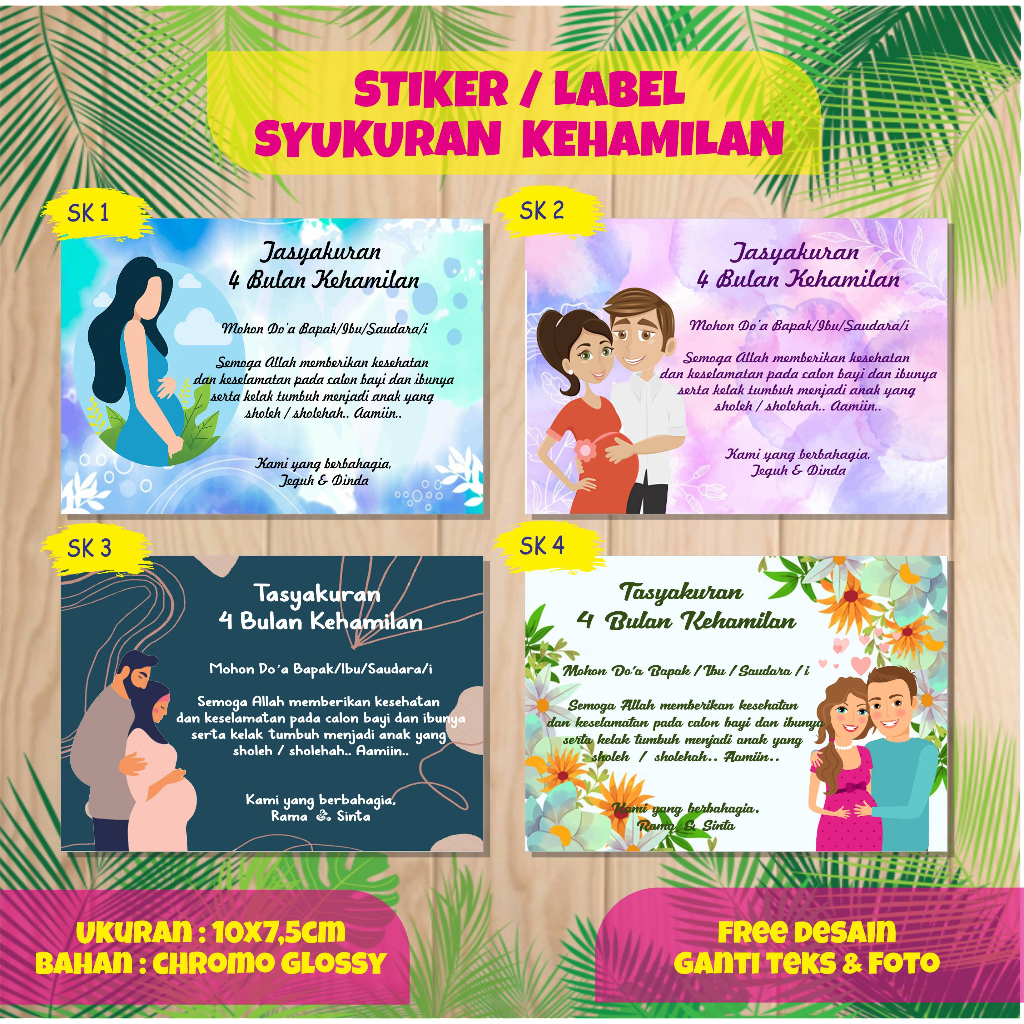 

Cetak kartu/Stiker Label syukuran Kehamilan 4/7 bulanan custom free desain