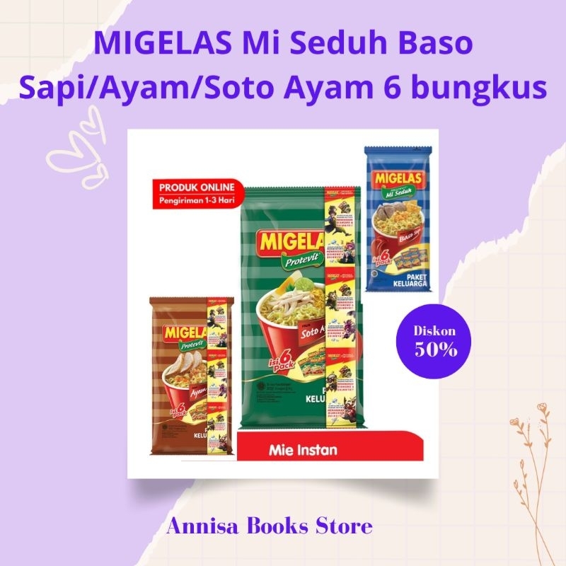 

ABS - MiGelas Mie Gelas 6 Bungkus Rasa Baso Sapi/Ayam/Soto Ayam