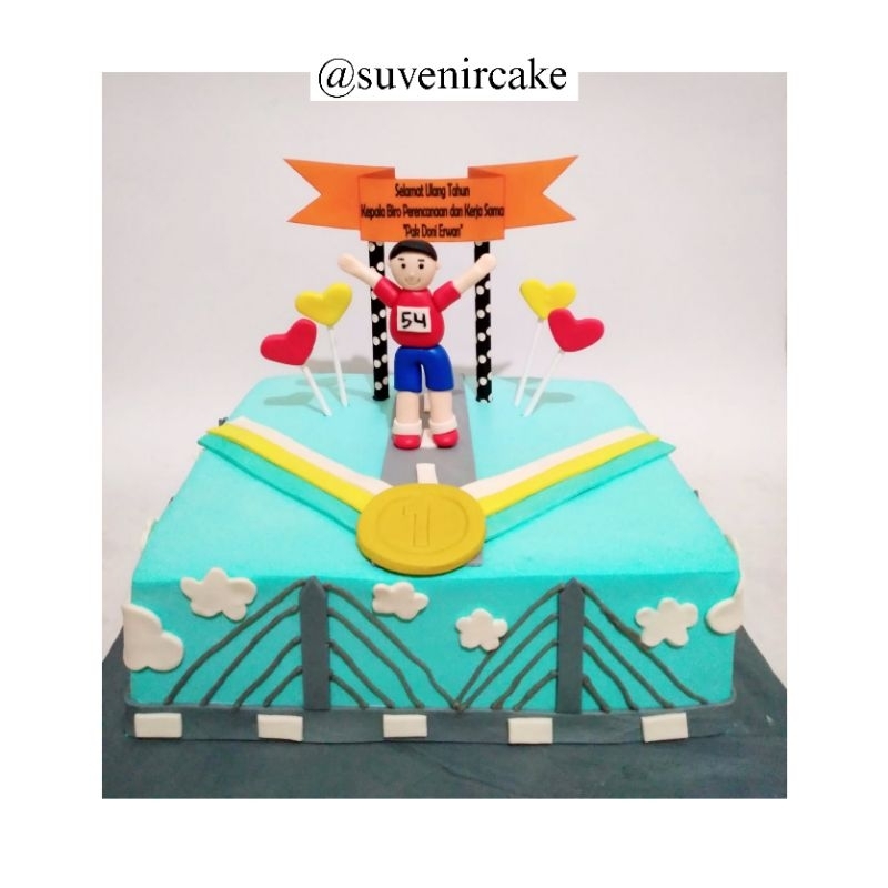 

Cake marathon/marathon cake/kue ulang tahun marathon/kue tema marathon/marathon