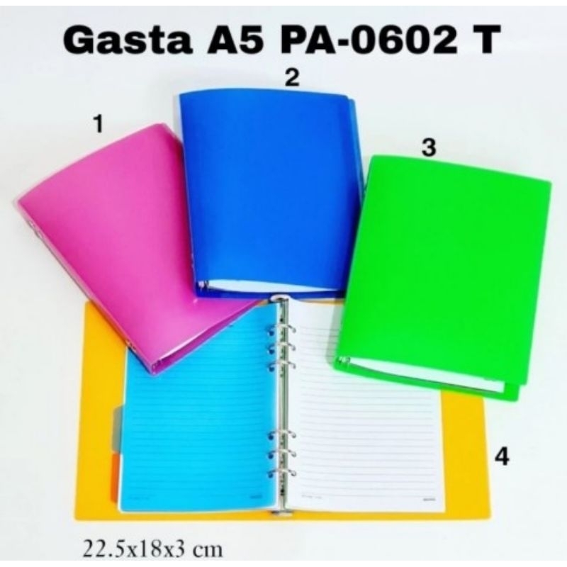 

SJS binder note gasta a5-pp 6ring cover warna polos/bindermote/map-0601F