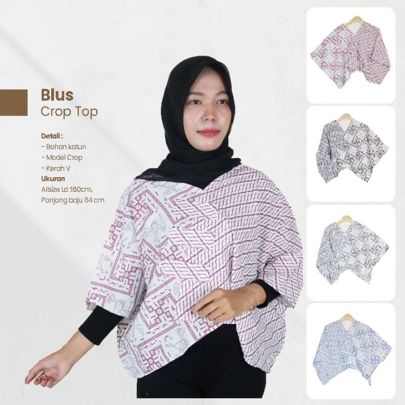 Blus Batik Crop Top Motif Ikan - Sekar ayu