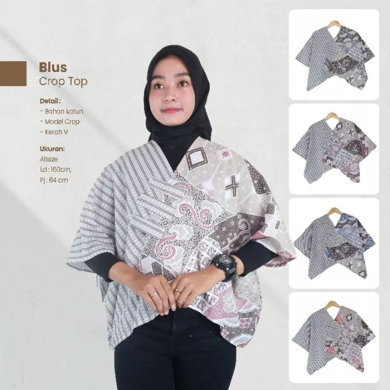 Blus Batik Crop Top Wanita All Size - Sekar Jagad Batik