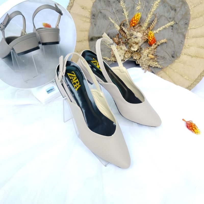 Sendal Hak tahu 3cm ZARA Sendal Sepatu Wanita runcing 3cm