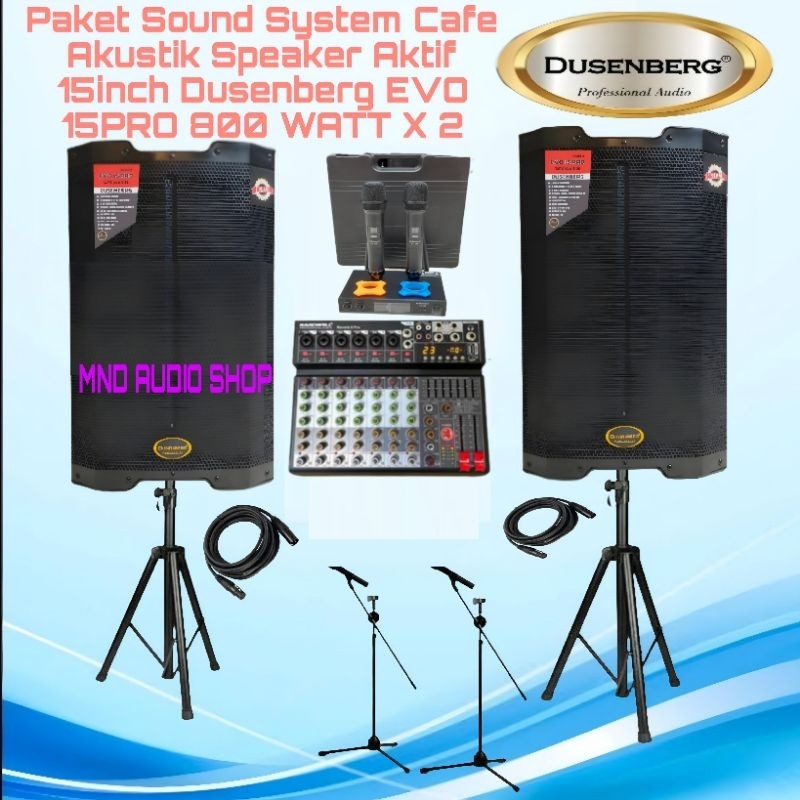 Paket Sound System Speaker Aktif 15inch Dusenberg EVO 15 Pro Mic 2