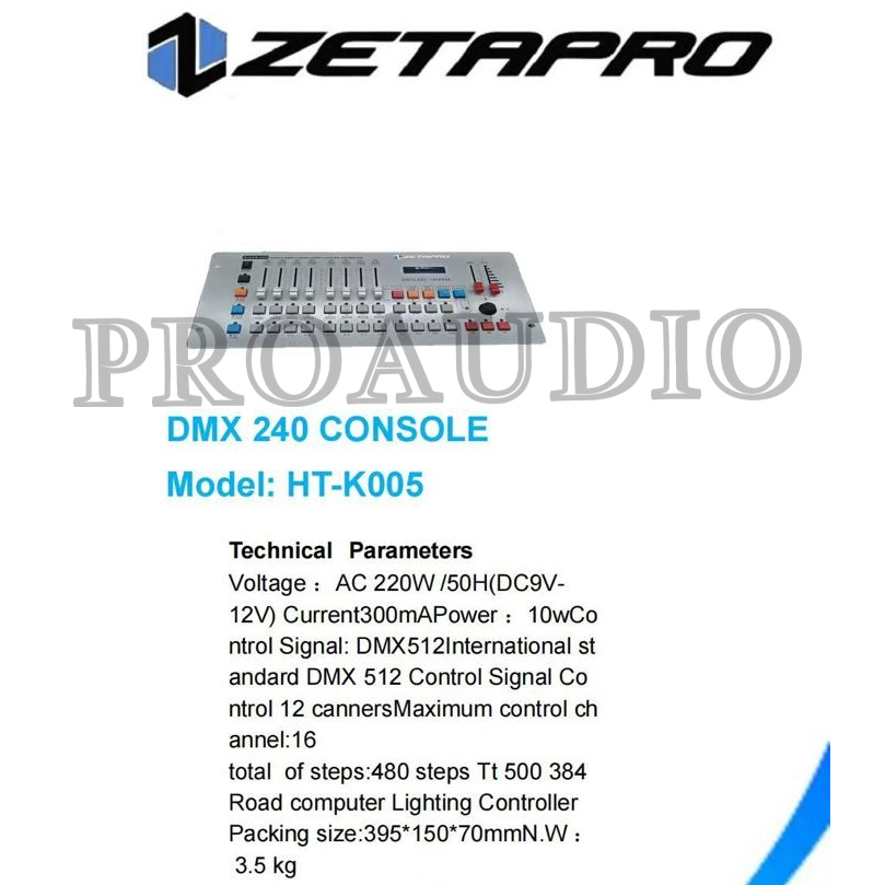 Mixer AUDIO MIXER  Lighting Zetapro DMX 240 DMX240 CONTROLLER LAMPU PANGGUNG CONSOL MIXER AUDIO LIGH