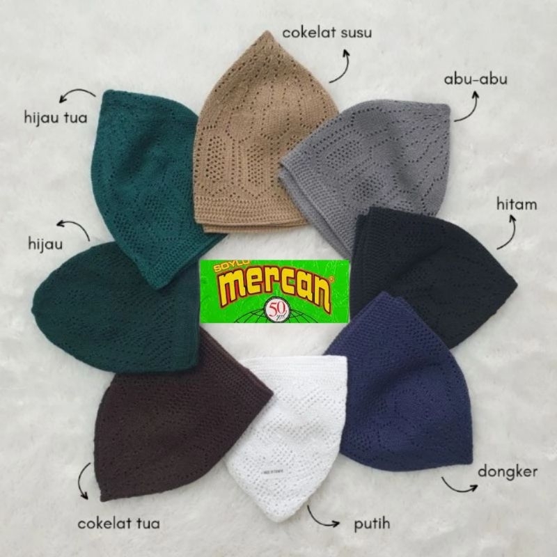 Peci / Lobe Mercan Turki Rajut, Kopiah Rajut Turki Mercan Khas Souvenir Oleh Oleh Haji di Medan read
